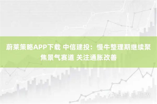 蔚莱策略APP下载 中信建投：慢牛整理期继续聚焦景气赛道 关注通胀改善
